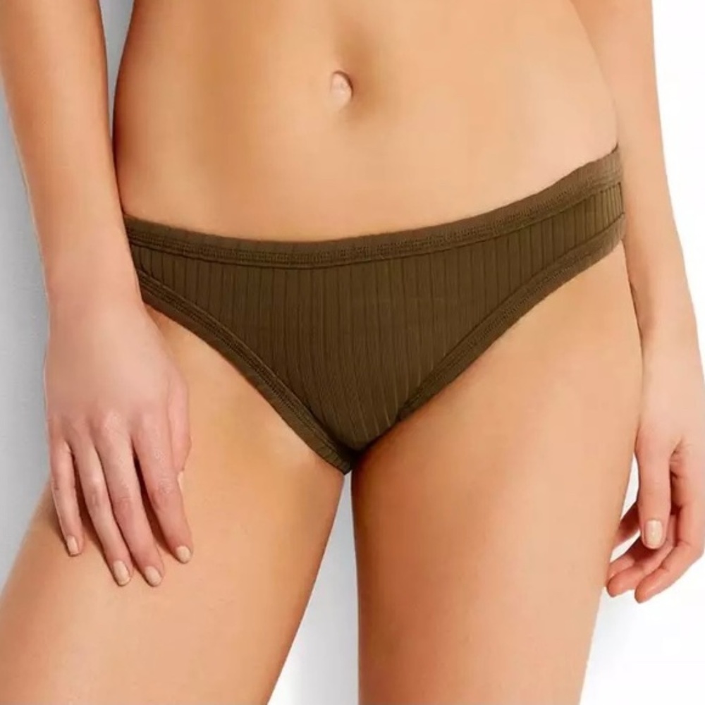 Seafolly Olive Ribbed Bikini Bottoms